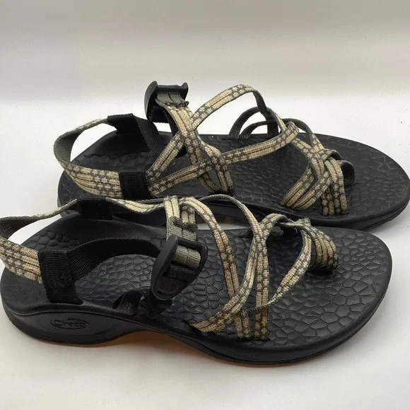 Chaco Women's Sandals with Black and Tan Straps. 591 - Picture 2 of 7